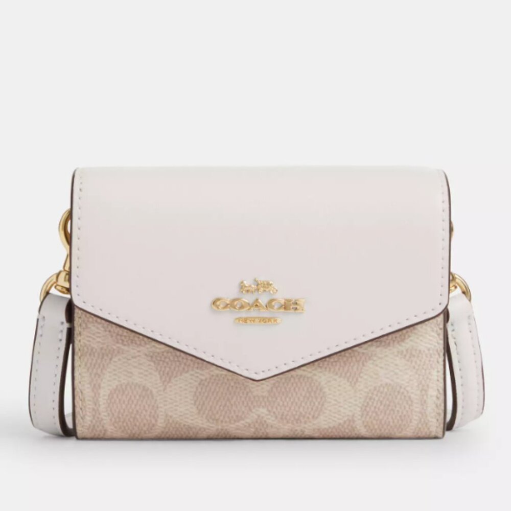 Coach Mini Envelope Wallet With Strap In Signature Canvas
